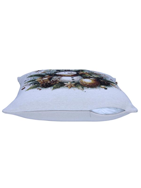 BELİEVE AĞAÇLI KARDAN ADAM JAKARLI DOKUMA GOBLEN DEKORATİF YILBAŞI SİMLİ 45*45 KIRLENT