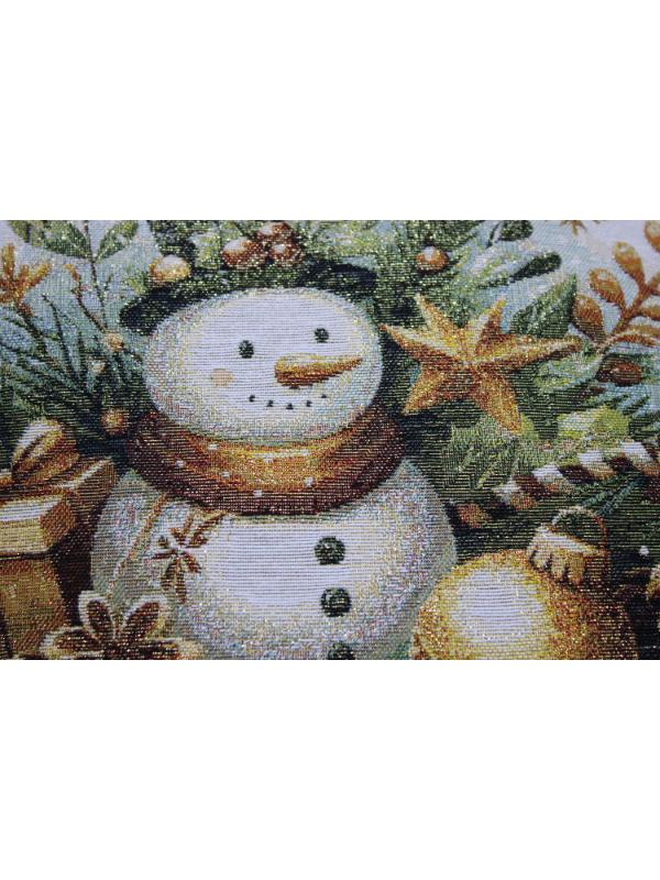 BELİEVE AĞAÇLI KARDAN ADAM JAKARLI DOKUMA GOBLEN DEKORATİF YILBAŞI SİMLİ 45*45 KIRLENT