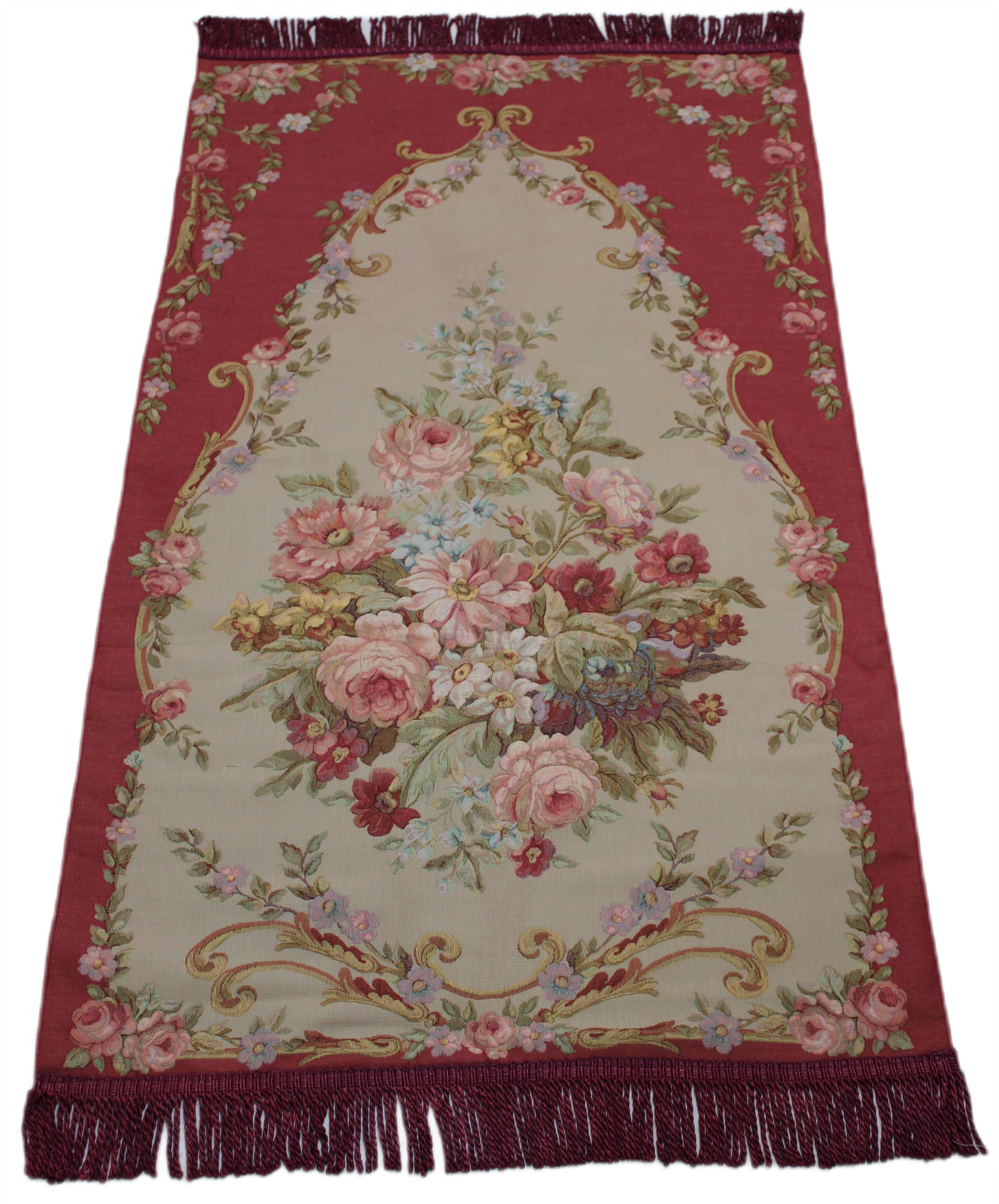 BELIEVE ASİLAY JAKARALI DOKUMA GOBLEN DEKORATİF PAMUK SECCADE BORDO 70x120