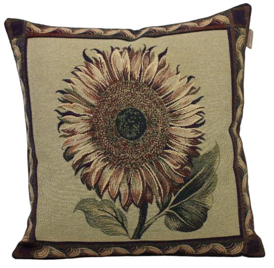 BELIEVE AYÇİÇEĞİ JAKARLI DOKUMA GOBLEN DEKORATİF KIRLENT KILIFI 40*40