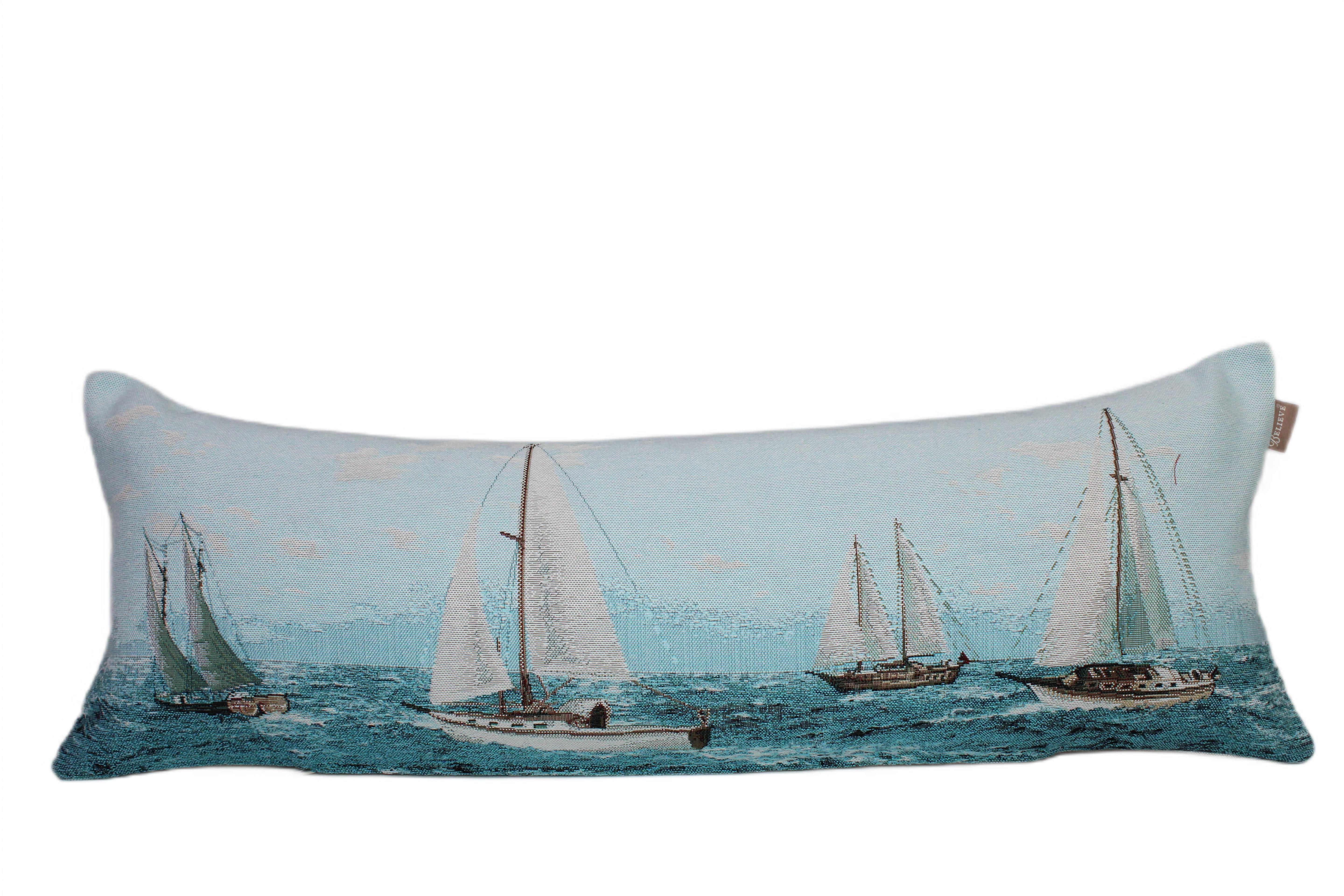 BELIEVE BAOT JAKARLI DOKUMA GOBLEN DEKORATİF TURKUAZ KIRLENT KILIFI 25*70 cm