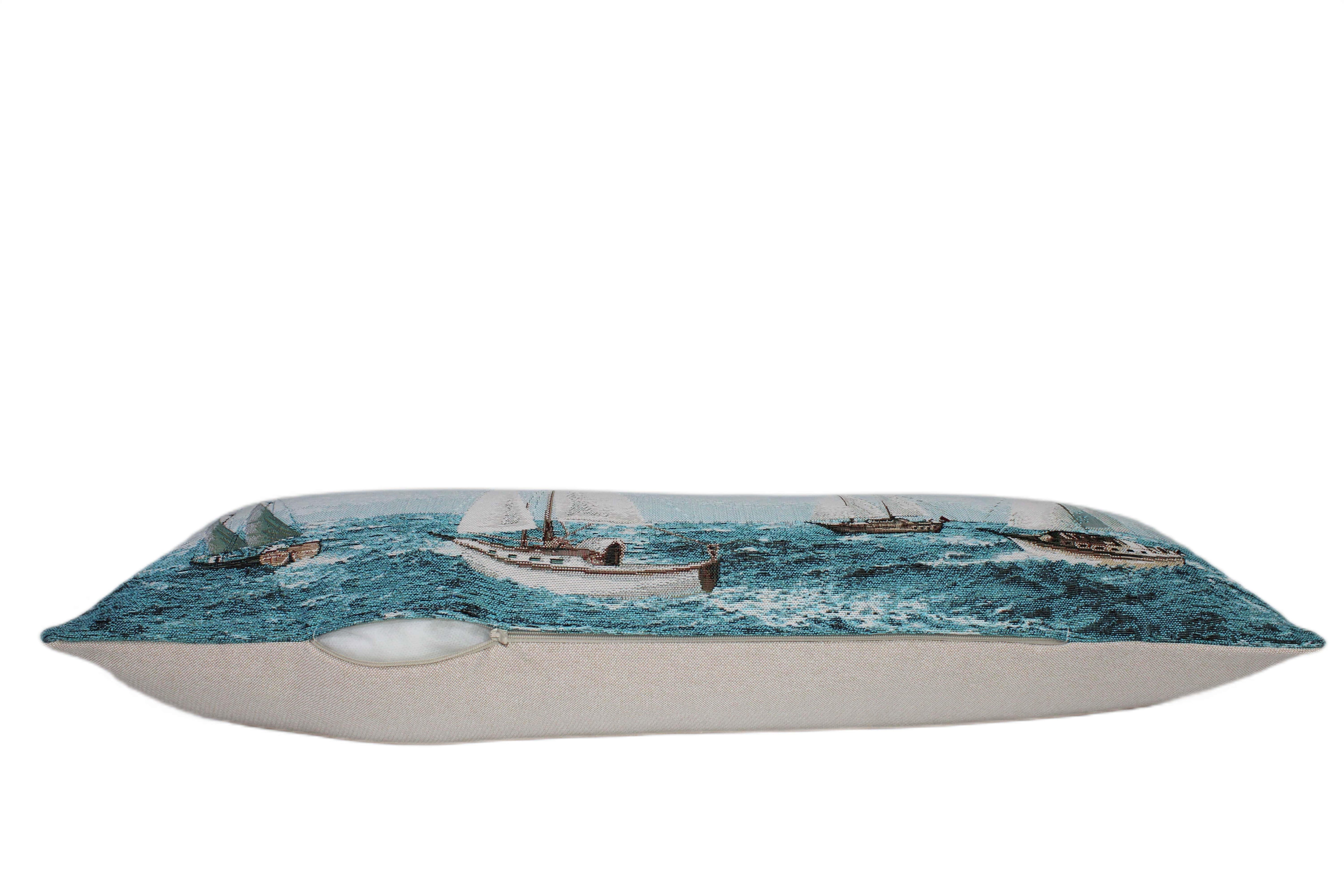 BELIEVE BAOT JAKARLI DOKUMA GOBLEN DEKORATİF TURKUAZ KIRLENT KILIFI 25*70 cm