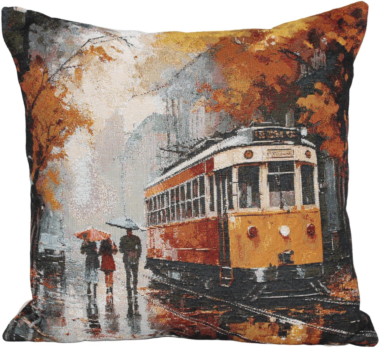 BELIEVE BEYOĞLU JAKARLI DOKUMA GOBLEN DEKORATİF TAKSİM TÜNEL MANZARALI KIRLENT KILIFI 45*45