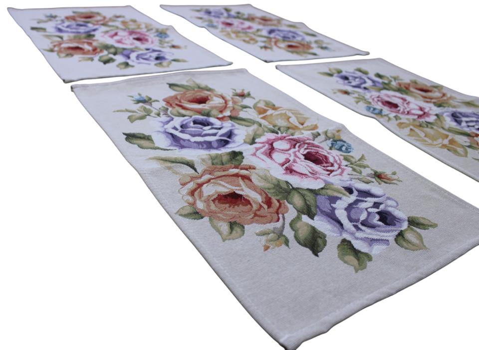 BELIEVE CAROLİNE JAKARLI DOKUMA GOBLEN DEKORATİF AMERİKAN SERVİSİ 4LÜ 35*50