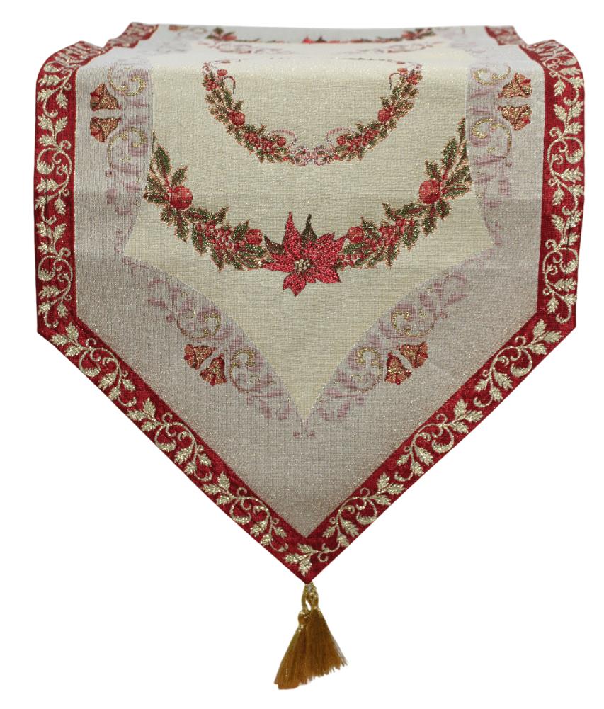 BELIEVE ÇELENKLİ JAKARLI DOKUMA GOBLEN DEKORATİF SİMLİ YILBAŞI RUNNER 40*180