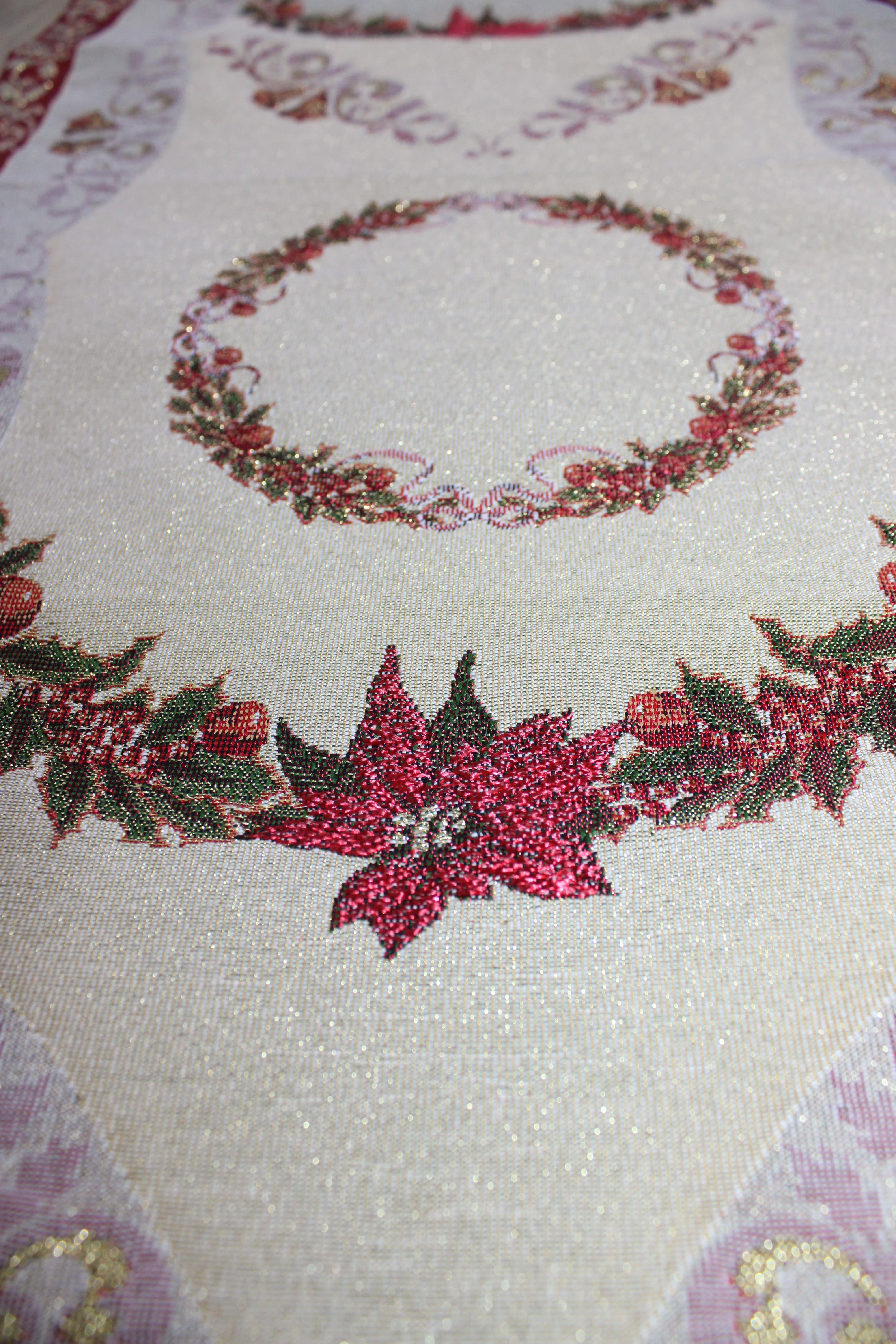 BELIEVE ÇELENKLİ JAKARLI DOKUMA GOBLEN DEKORATİF SİMLİ YILBAŞI RUNNER 40*180