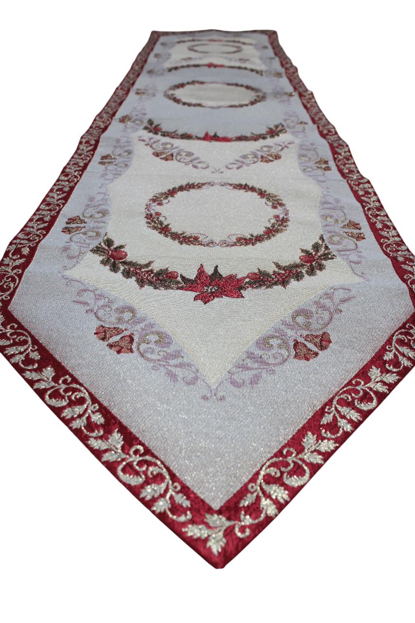 BELIEVE ÇELENKLİ JAKARLI DOKUMA GOBLEN DEKORATİF SİMLİ YILBAŞI RUNNER 40*180