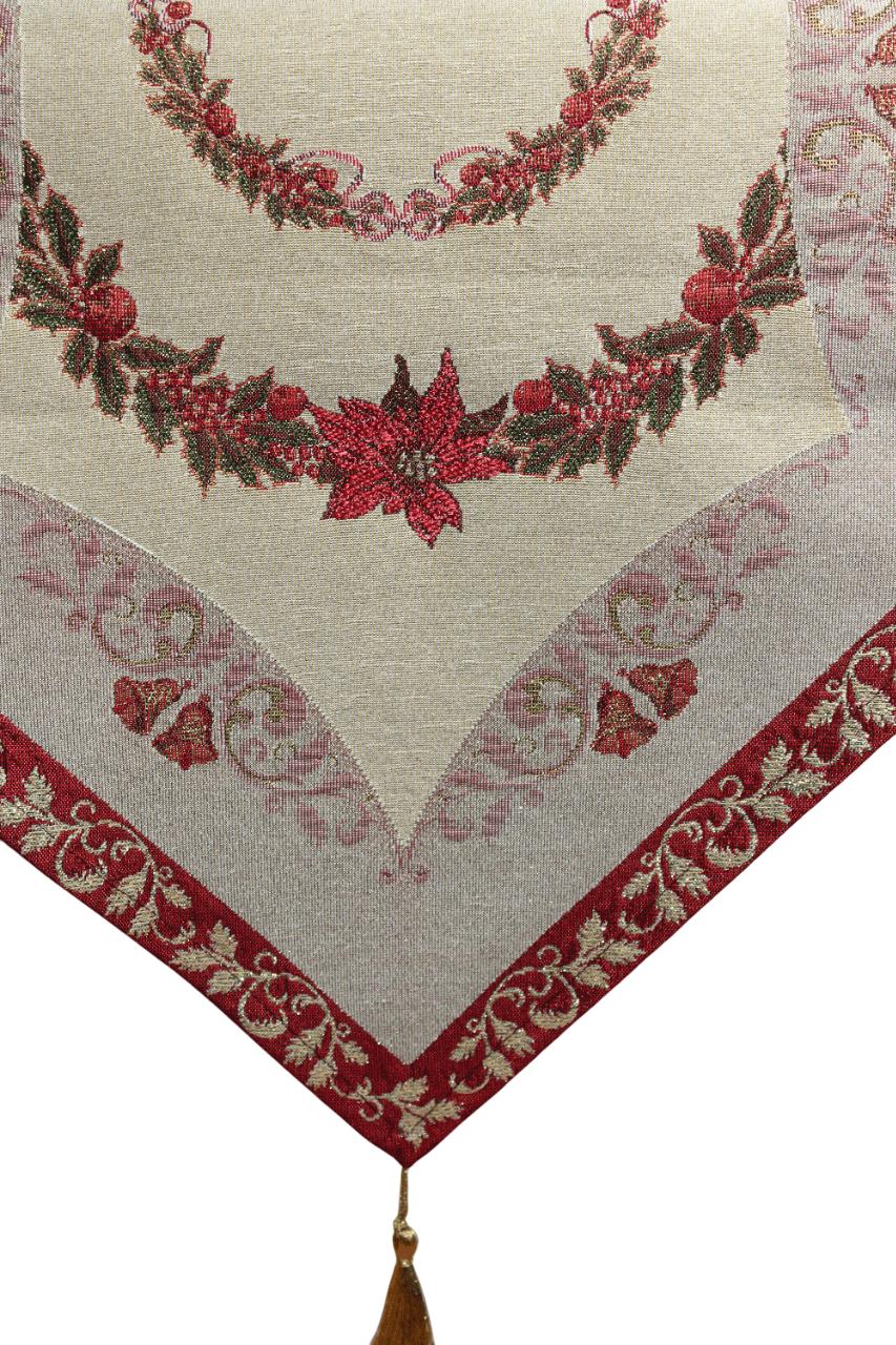 BELIEVE ÇELENKLİ JAKARLI DOKUMA GOBLEN DEKORATİF SİMLİ YILBAŞI RUNNER 40*180