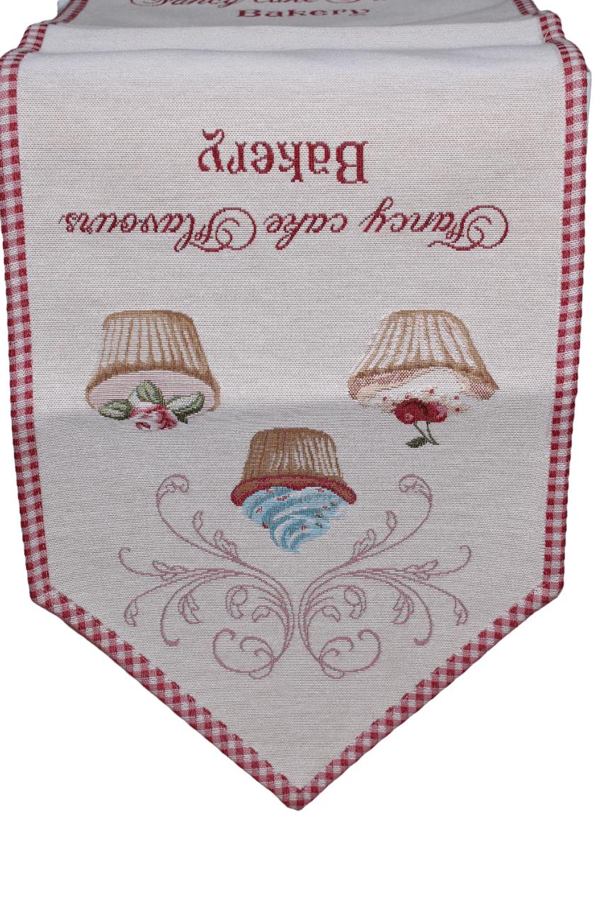 BELIEVE CUPCAKE JAKARLI DOKUMA GOBLEN DEKORATİF RUNNER 30*110 KEMİK