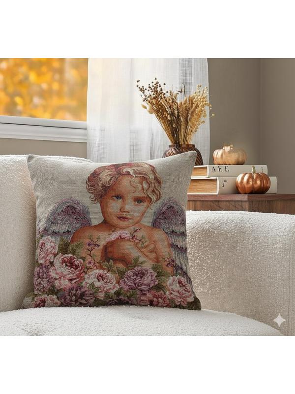 BELIEVE EROS JAKARLI DOKUMA GOBLEN DEKORATİF MELEK KIZ KIRLENT KILIFI 45*45