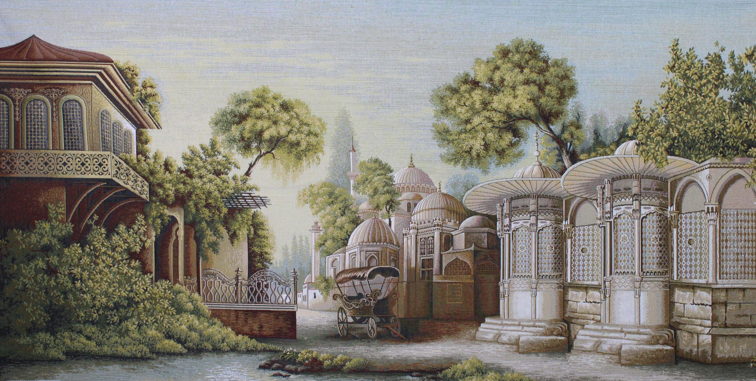 BELIEVE EYÜP SULTAN DOKUMA GOBLEN DEKORATİF ÇERÇEVESİZ PANO TABLO 70*140