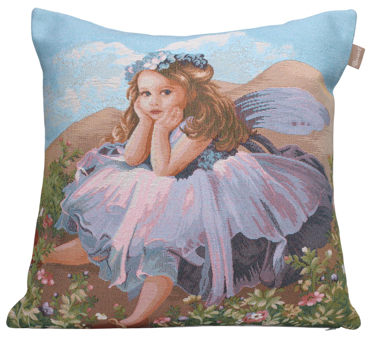 BELIEVE FAIRY GIRL JAKARLI DOKUMA GOBLEN DEKORATİF PRENSES KIZ KIRLENT KILIFI 45*45