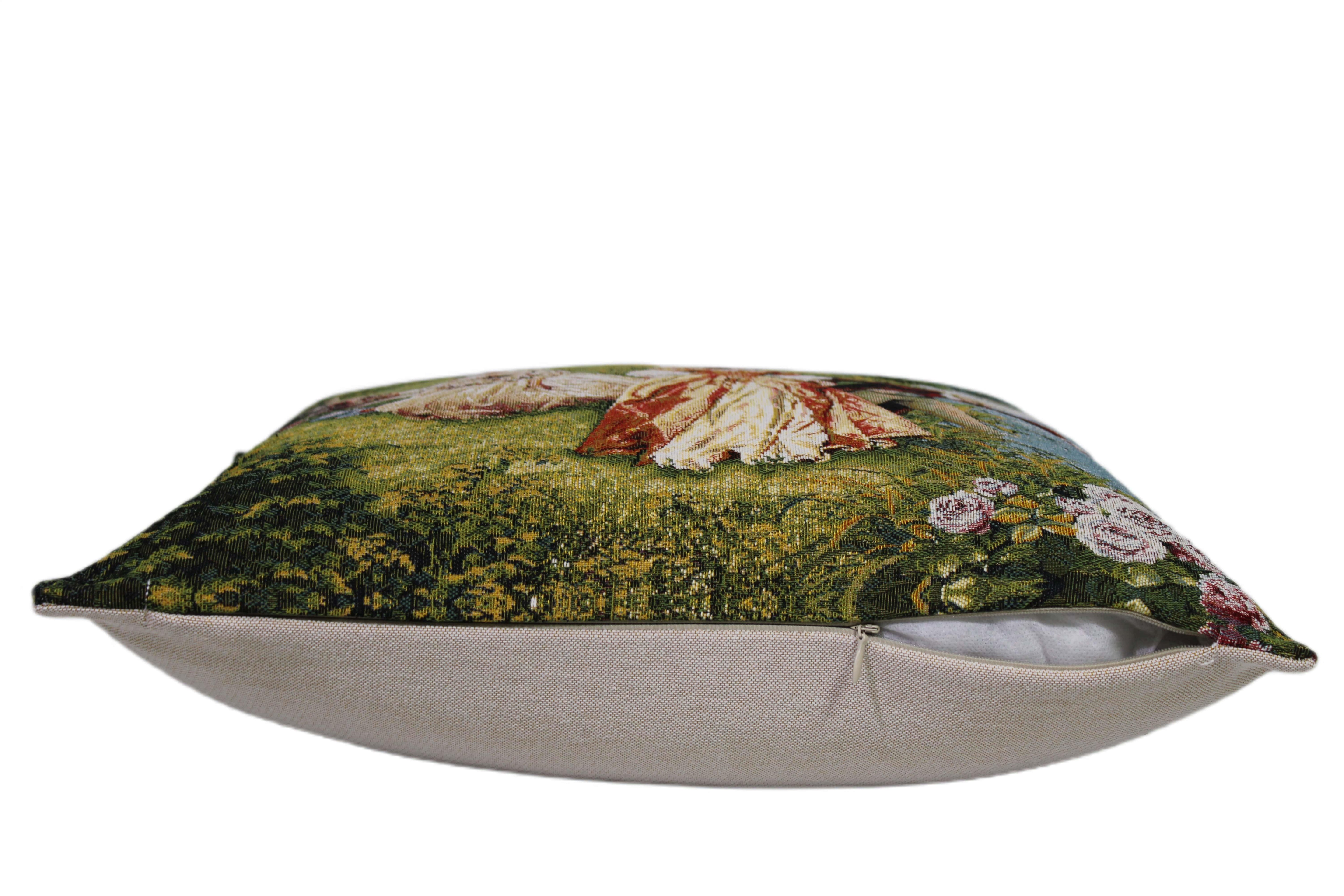 BELIEVE FAYE A JAKARLI DOKUMA GOBLEN DEKORATİF İNSANLI RÖNESANS KIRLENT KILIFI 45*45