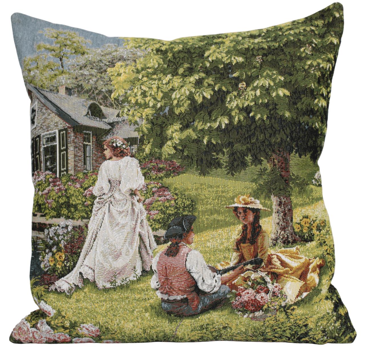 BELIEVE FAYE C JAKARLI DOKUMA GOBLEN DEKORATİF İNSANLI RÖNESANS KIRLENT KILIFI 45*45