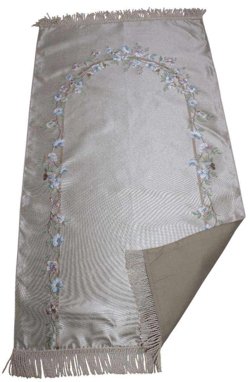 BELIEVE FRESH GOBLEN JAKARLI DOKUMA SATEN ASTARLI SAÇAKLI BEJ SECCADE 70x12