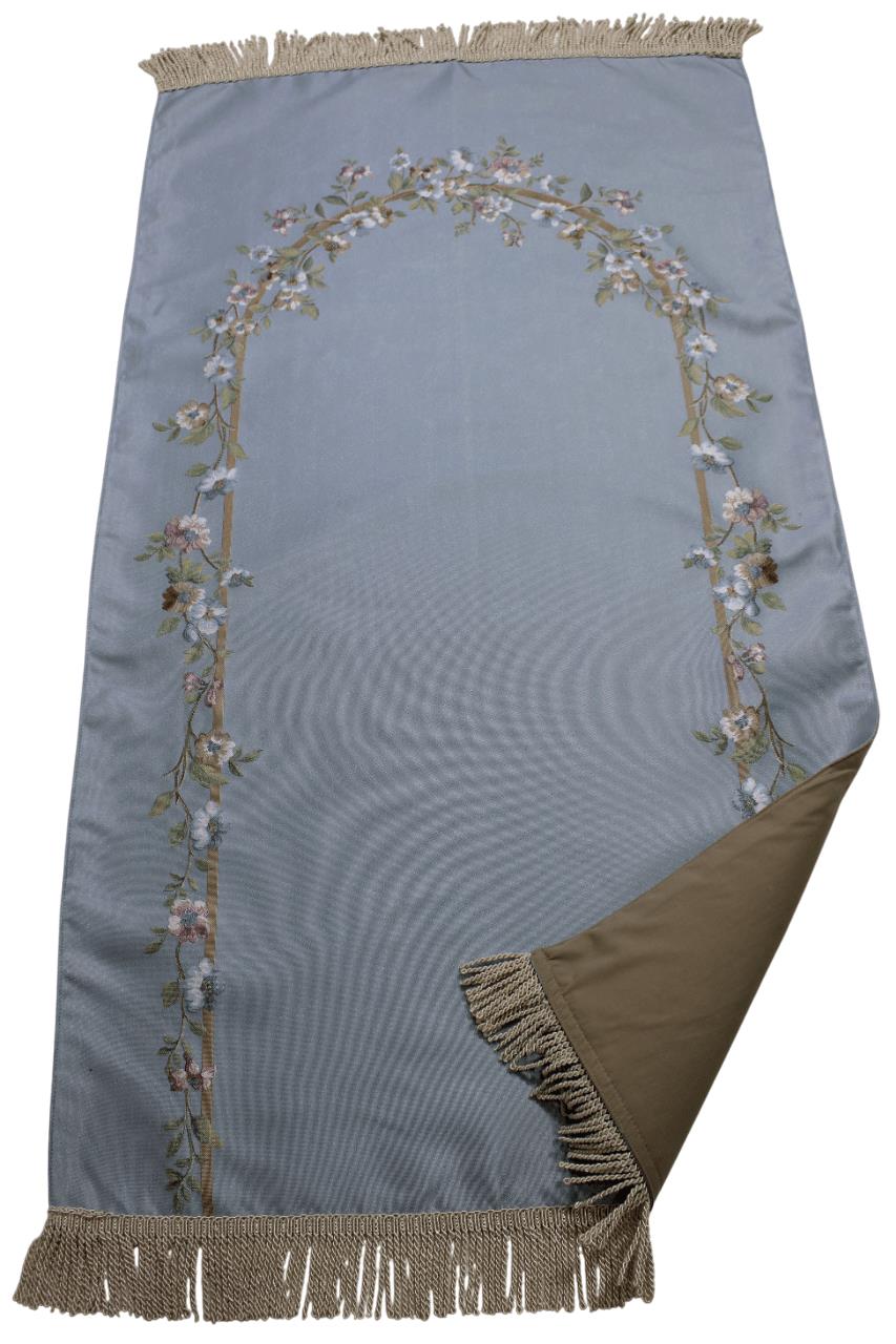 BELIEVE FRESH GOBLEN JAKARLI DOKUMA SATEN ASTARLI SAÇAKLI BUZ MAVİ SECCADE 70x120