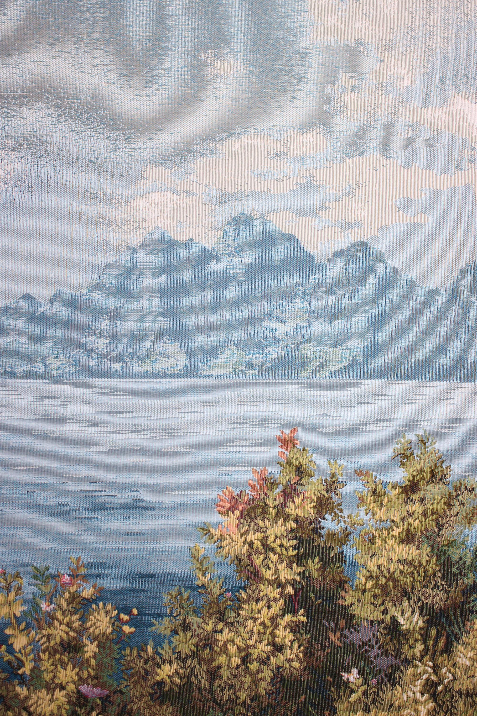 BELIEVE GÖL KIYISI JAKARLI DOKUMA GOBLEN DEKORATİF ÇERÇEVESİZ PANO TABLO 70*140