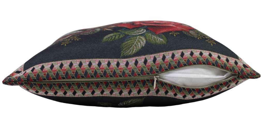 BELIEVE HAZAL SİYAH JAKARLI DOKUMA DEKORATİF KIRLENT KILIFI 40*40