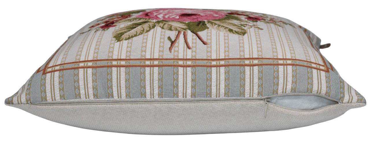 BELIEVE JUNO FLOWER JAKARLI DOKUMA GOBLEN DEKORATİF ÇİÇEKLİ MAVİ KIRLENT KILIFI 45*45