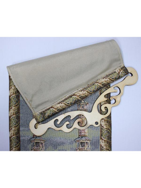 BELİEVE KABE AHŞAP ASKILI PÜSKÜLLÜ JAKARLI DOKUMA GOBLEN İSLAMİ PANO TABLO 30*90