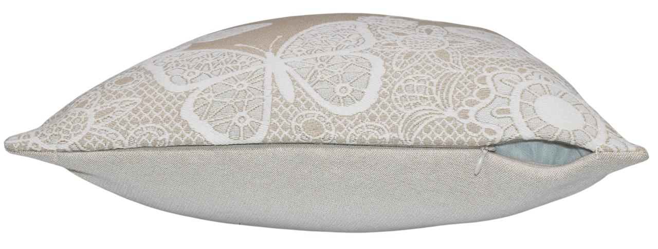 BELIEVE KELEBEK JAKARLI DOKUMA GOBLEN DEKORATİF DANTEL GÖRÜNÜMLÜ BEJ KIRLENT KILIFI 45*45