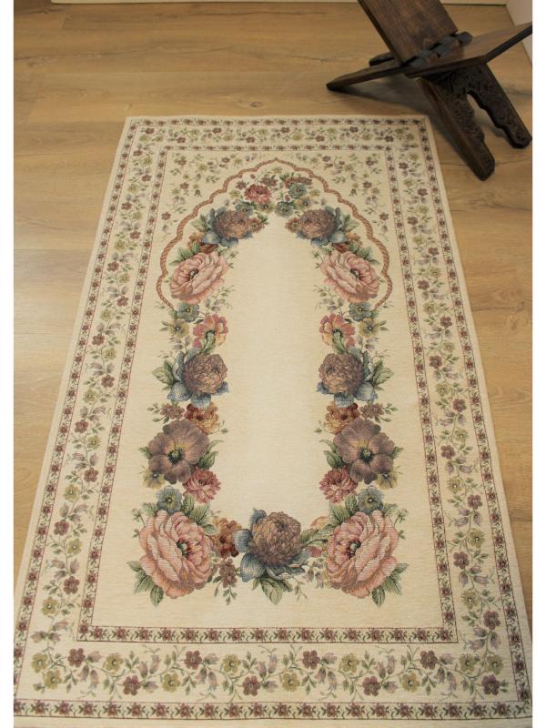 BELİEVE KINAY BEJ JAKARLI DOKUMA GOBLEN DEKORATİF ASTARSIZ SAÇAKSIZ ŞÖNİLLİ SECCADE 70*115