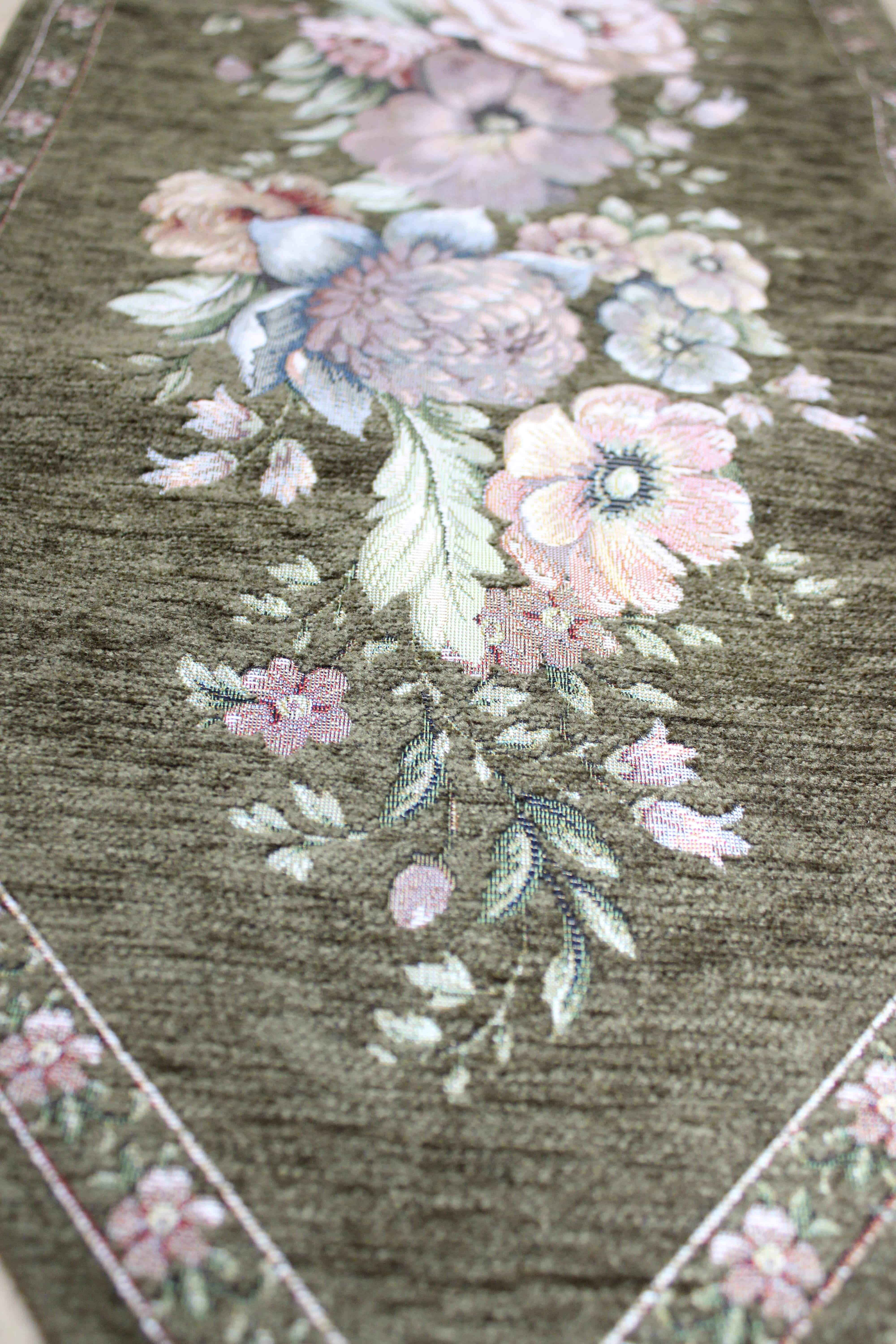 BELIEVE KINAY JAKARLI DOKUMA GOBLEN DEKORATİF RUNNER 30*110 ZEYTUNİ