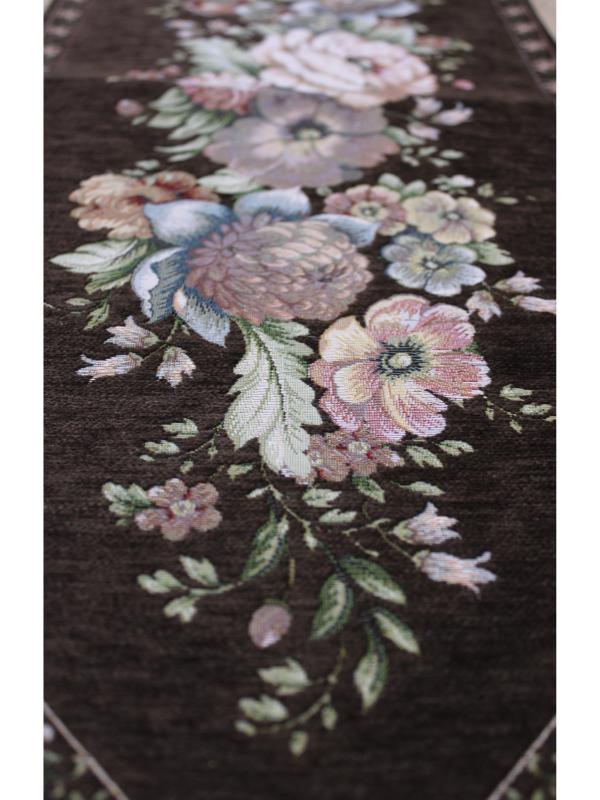 BELİEVE KINAY JAKARLI DOKUMA GOBLEN DEKORATİF ŞÖNİL RUNNER 30*90 ACI KAHVE