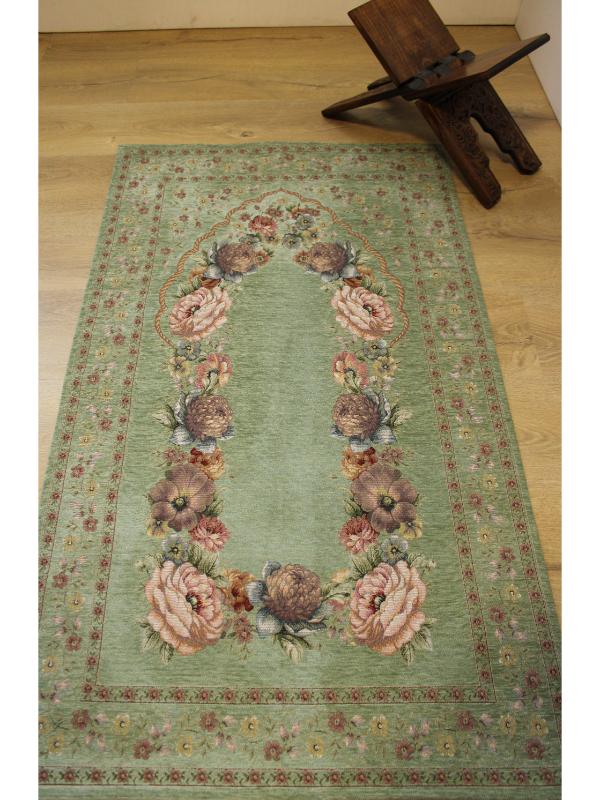 BELİEVE KINAY MİNT YEŞİL JAKARLI DOKUMA GOBLEN DEKORATİF ASTARSIZ SAÇAKSIZ ŞÖNİLLİ SECCADE 70*115