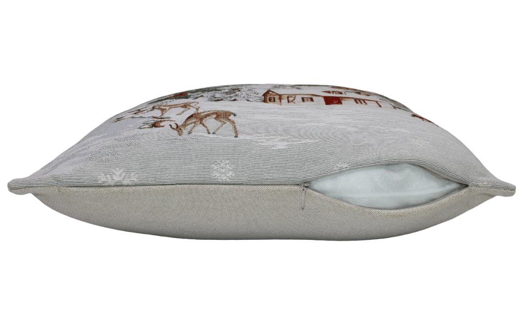 BELIEVE KIŞ EVİ JAKARLI DOKUMA GOBLEN DEKORATİF KIRLENT KILIFI 45*45