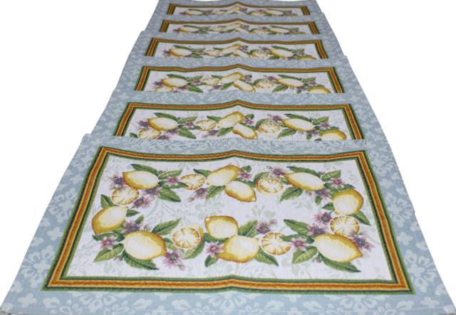 BELIEVE LEMON JAKARLI DOKUMA GOBLEN DEKORATİF 6LI AMERİKAN SERVİSİ SARI MEYVELİ 30*45