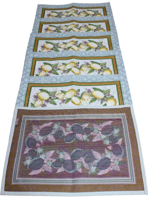 BELIEVE LEMON JAKARLI DOKUMA GOBLEN DEKORATİF 6LI AMERİKAN SERVİSİ SARI MEYVELİ 30*45