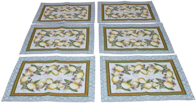 BELIEVE LEMON JAKARLI DOKUMA GOBLEN DEKORATİF 6LI AMERİKAN SERVİSİ SARI MEYVELİ 30*45