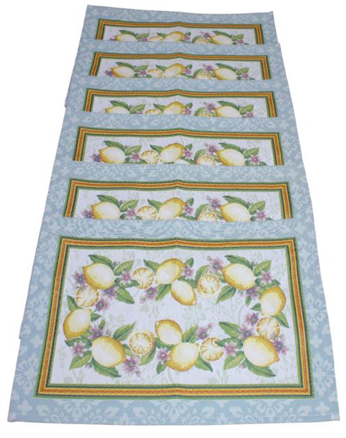 BELIEVE LEMON JAKARLI DOKUMA GOBLEN DEKORATİF 6LI AMERİKAN SERVİSİ SARI MEYVELİ 30*45