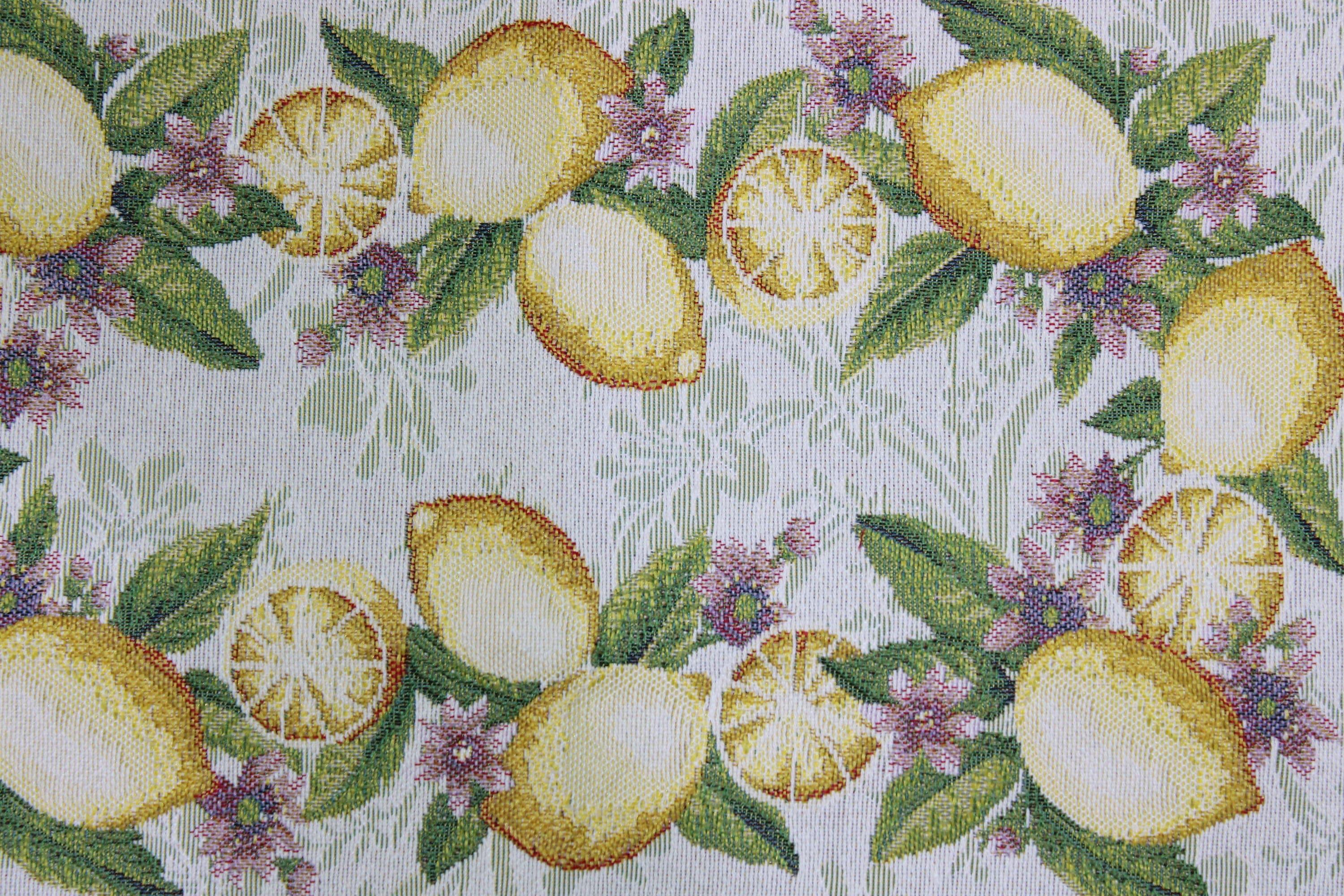 BELIEVE LEMON JAKARLI DOKUMA GOBLEN DEKORATİF 6LI AMERİKAN SERVİSİ SARI MEYVELİ 30*45