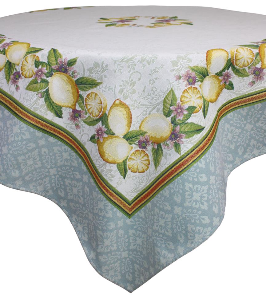 BELIEVE LEMON JAKARLI DOKUMA GOBLEN DEKORATİF MASA ÖRTÜSÜ SARI MEYVELİ 140*140