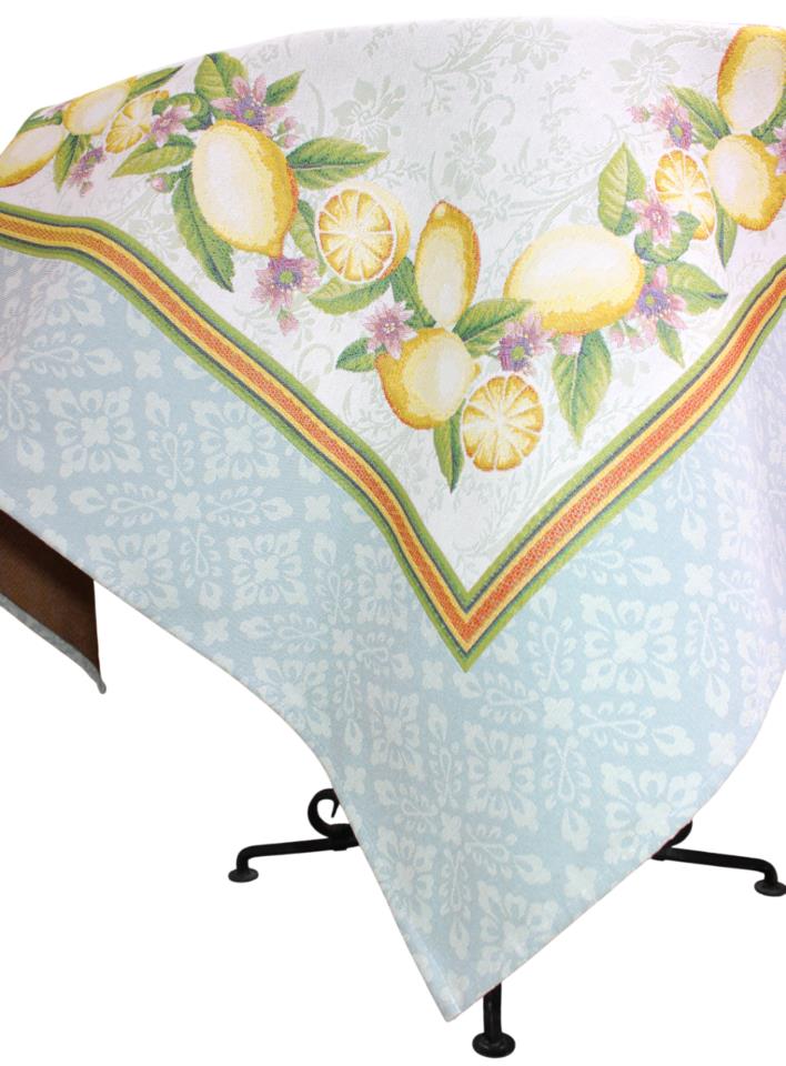 BELIEVE LEMON JAKARLI DOKUMA GOBLEN DEKORATİF MASA ÖRTÜSÜ SARI MEYVELİ 140*140