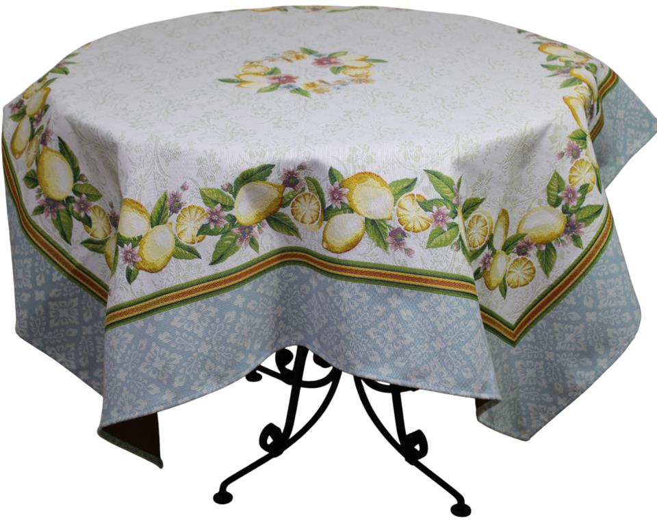 BELIEVE LEMON JAKARLI DOKUMA GOBLEN DEKORATİF MASA ÖRTÜSÜ SARI MEYVELİ 140*140