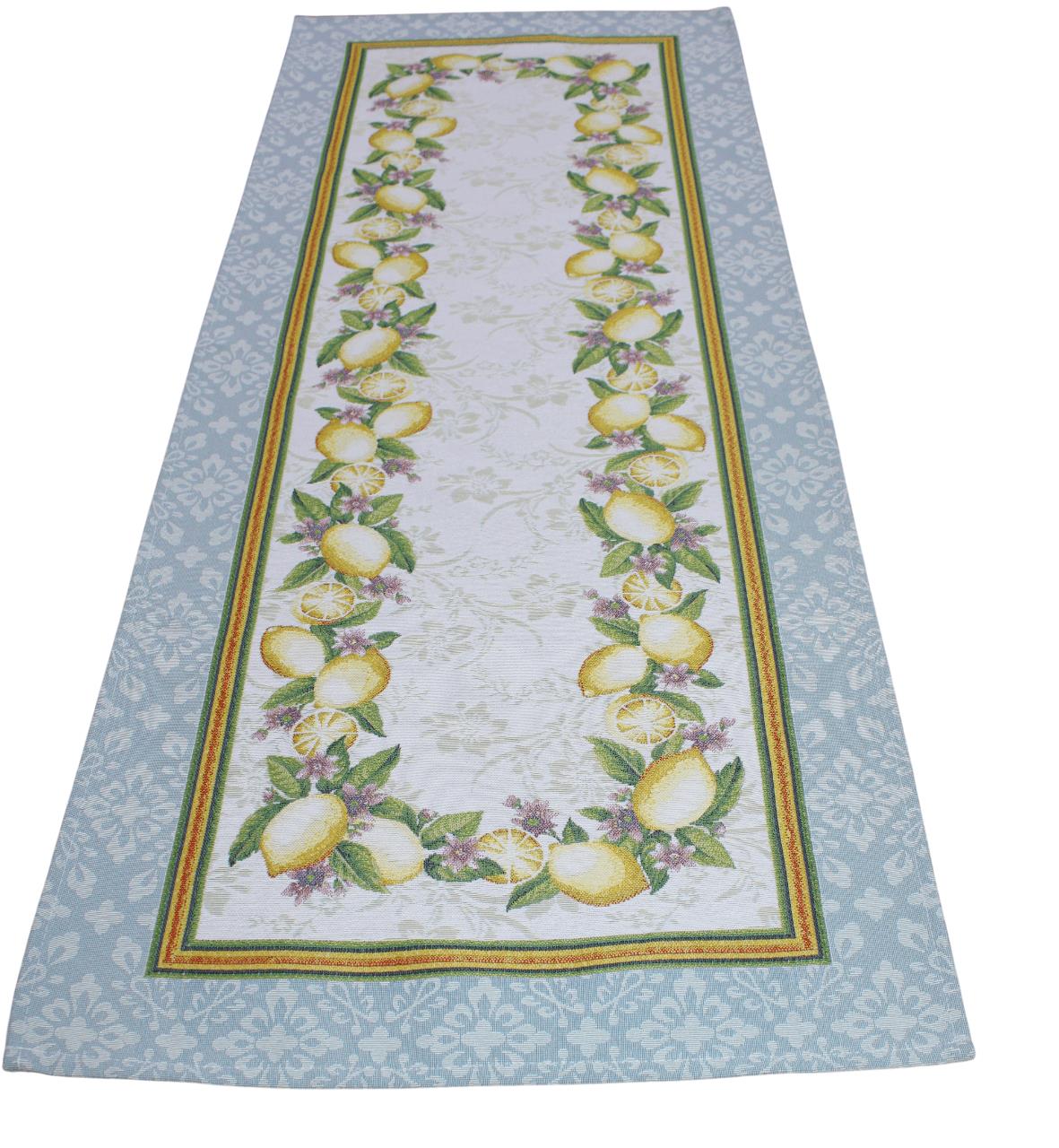 BELIEVE LEMON JAKARLI DOKUMA GOBLEN DEKORATİF RUNNER SARI MEYVELİ 45*120