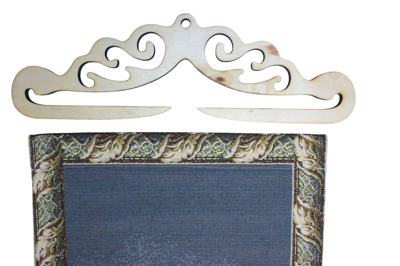 BELIEVE MEDİNE YEŞİL KUBBE AHŞAP ASKILI PÜSKÜLLÜ JAKARLI DOKUMA GOBLEN DEKORATİF PANO TABLO 30*105