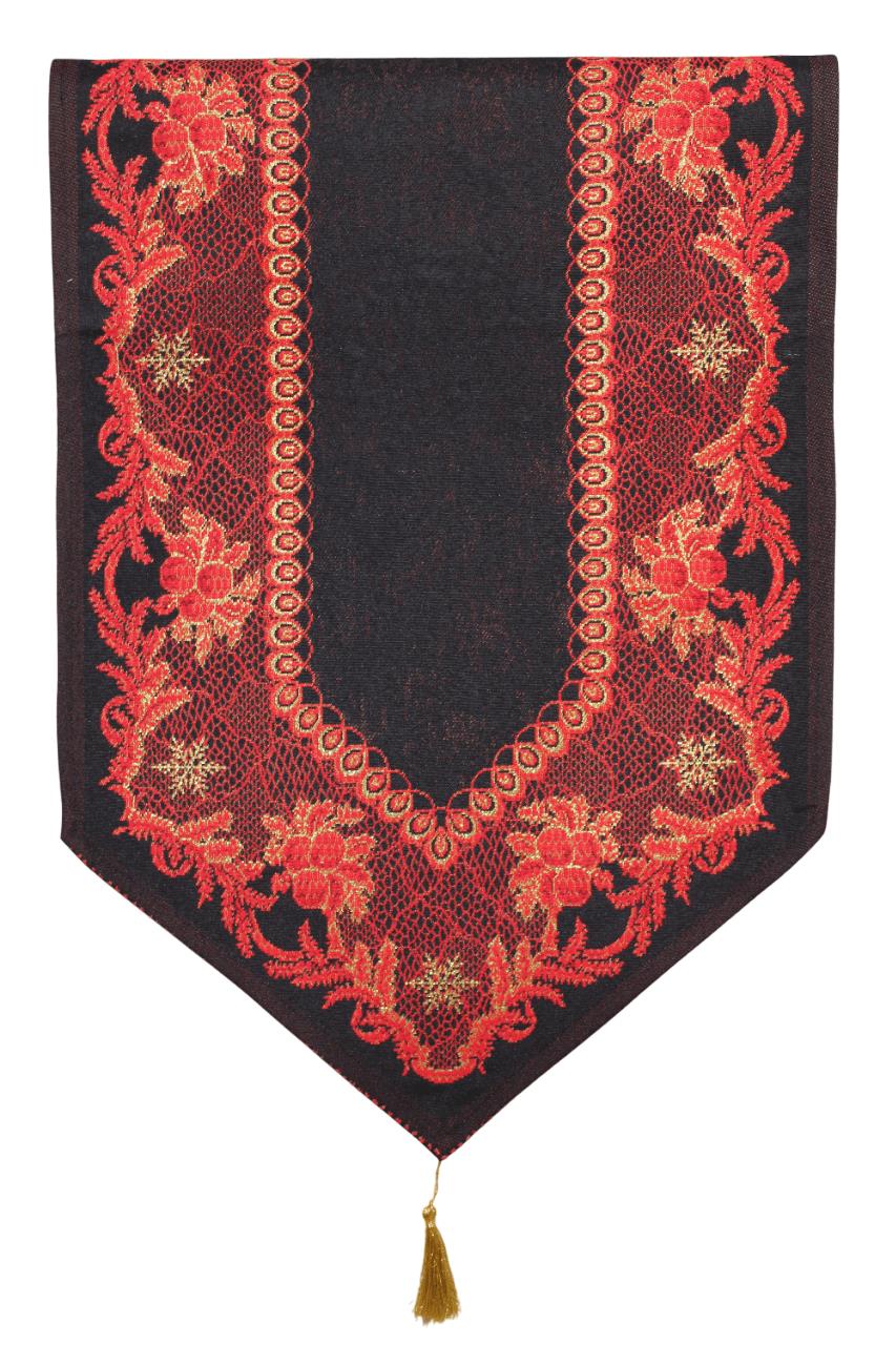 BELIEVE NOEL AĞACI JAKARLI DOKUMA GOBLEN ŞÖNİLLİ DEKORATİF YILBAŞI RUNNER 40*180