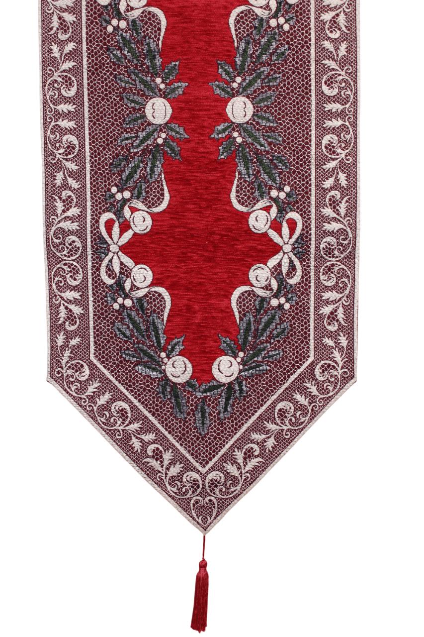 BELIEVE NOEL ÇELENGİ JAKARLI DOKUMA GOBLEN ŞÖNİLLİ DEKORATİF YILBAŞI RUNNER 40*150