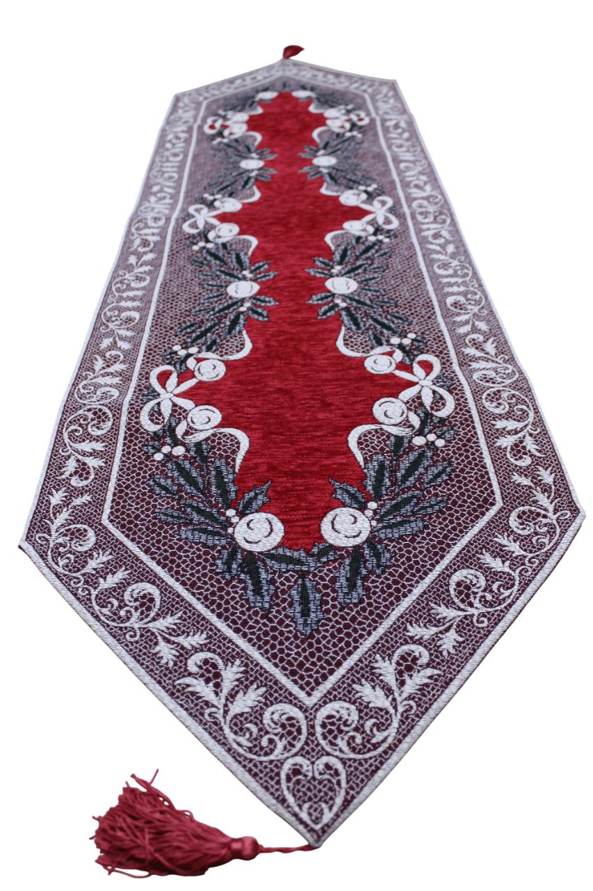 BELIEVE NOEL ÇELENGİ JAKARLI DOKUMA GOBLEN ŞÖNİLLİ DEKORATİF YILBAŞI RUNNER 40*150