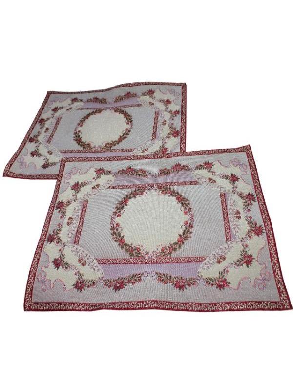 BELIEVE NOEL ÇİÇEĞİ SİMLİ JAKARLI DOKUMA GOBLEN DEKORATİF AMERİKAN SERVİSİ 2Lİ 34*42