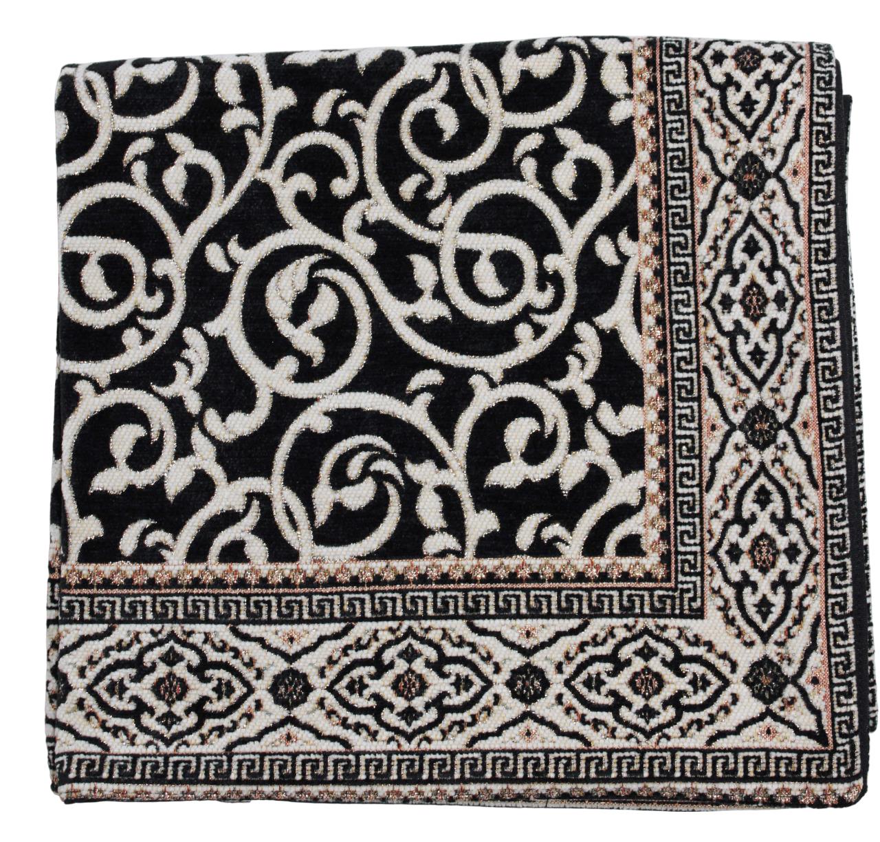 BELIEVE ÖZNUR GOBLEN JAKARLI DOKUMA ŞÖNİL SİMLİ ASTARLI SAÇAKSIZ SİYAH SECCADE 70x120