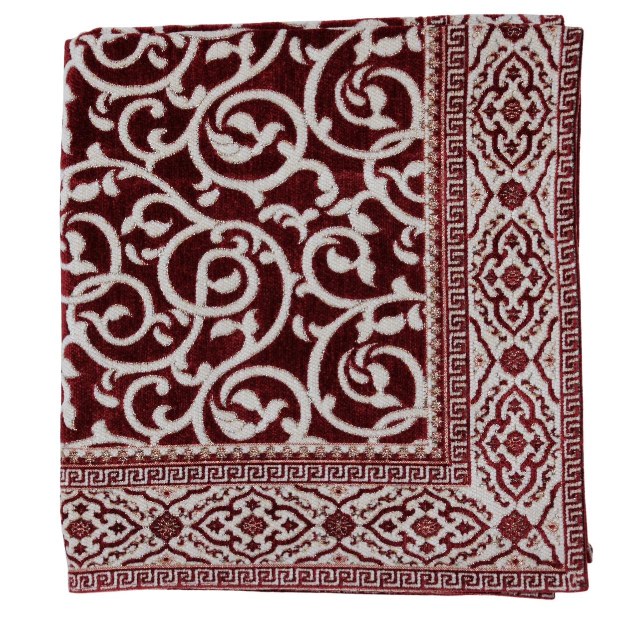 BELIEVE ÖZNUR GOBLEN JAKARLI DOKUMA ŞÖNİL SİMLİ ASTARLI SAÇAKLI BORDO SECCADE 70x120