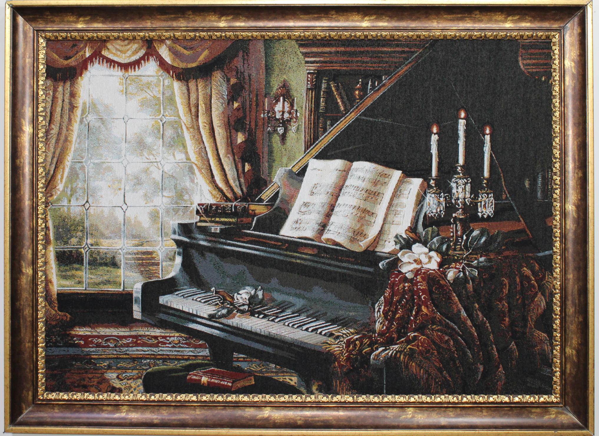 BELIEVE PİYANO DOKUMA GOBLEN DEKORATİF ÇERÇEVESİZ PANO TABLO 70*110