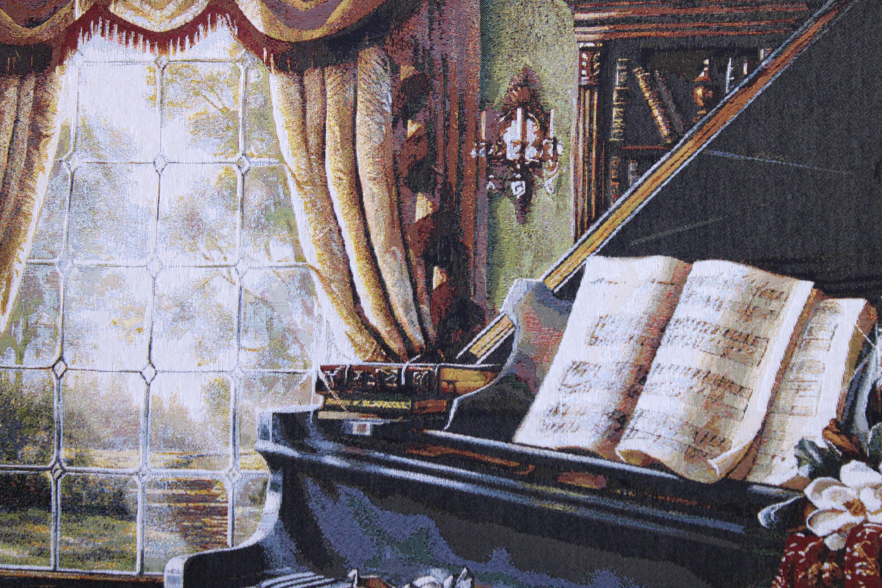 BELIEVE PİYANO DOKUMA GOBLEN DEKORATİF ÇERÇEVESİZ PANO TABLO 70*110