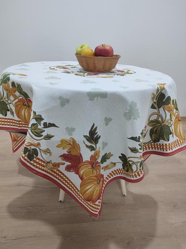 BELIEVE PUMPKIN JAKARLI DOKUMA GOBLEN DEKORATİF MASA ÖRTÜSÜ 140 x 140