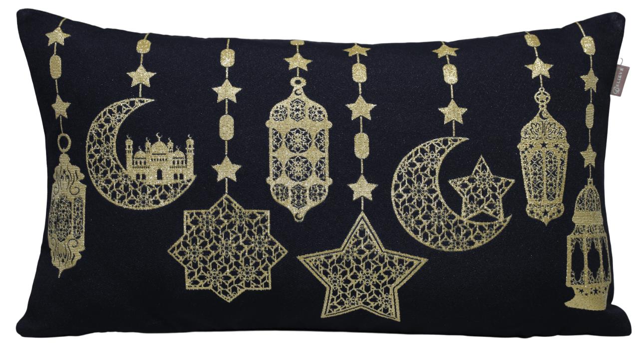 BELIEVE RAMAZAN FENER JAKARLI DOKUMA GOBLEN DEKORATİF SİYAH SİMLİ KIRLENT KILIFI 30*55